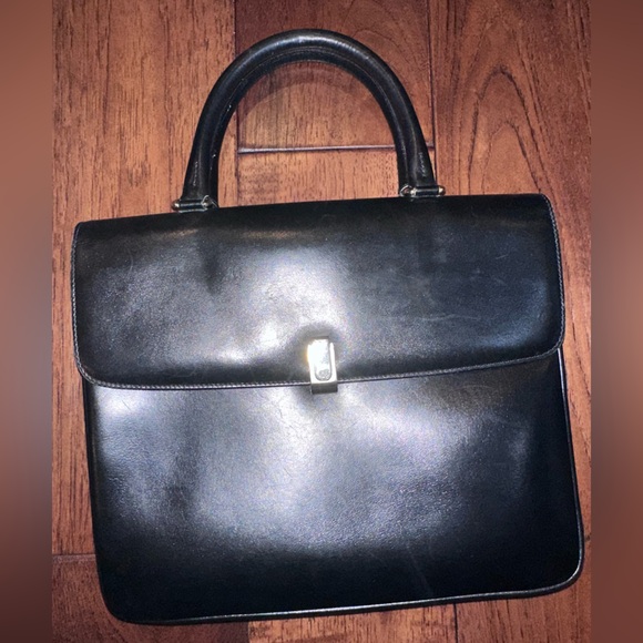 🖤 Bally Vintage Black Leather Accordion Satchel Bag - Picture 13 of 16